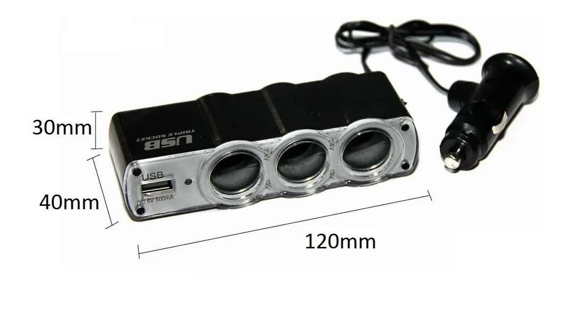 TRIPLE ADAPTADOR TOMA ENCENDEDOR + USB CARGADOR DE 12V. - Imagen 2
